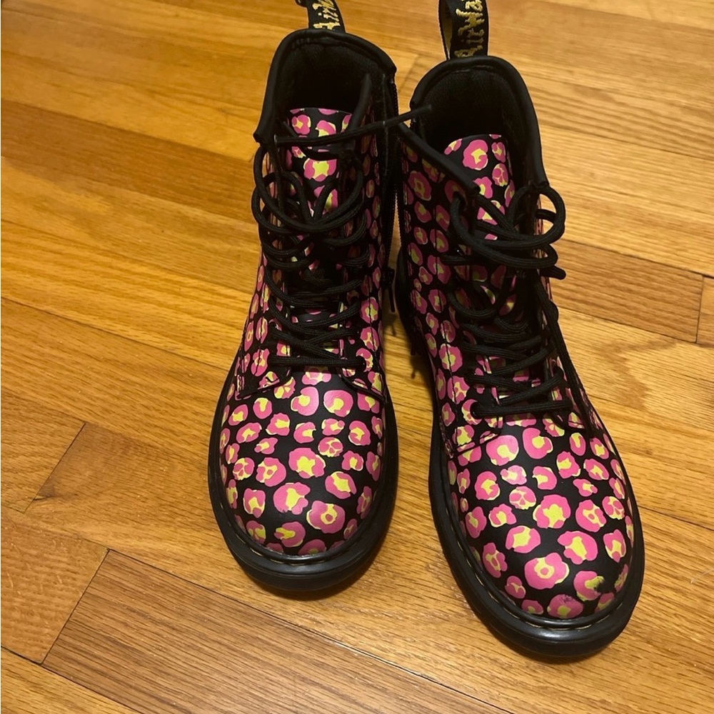 Dr. Martens Black and Pink Floral Boots
